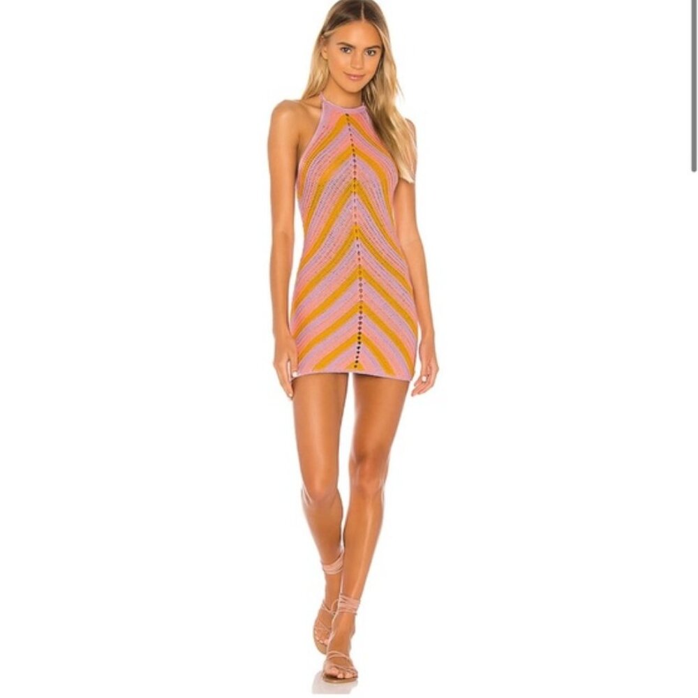 Lovers+ Friends equator crochet halter dress